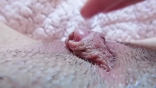 close up on my wet big clit pussy