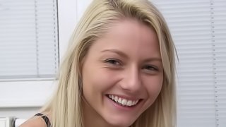 Pretty blonde teen talking about her sexual experiences