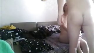 Skinny blonde fucks her bf in various positions on the sofa