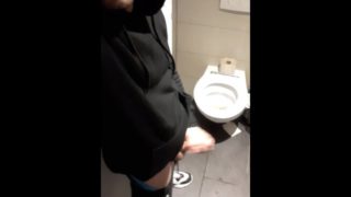 Getting caught @min. 11:40 Jerking off @ store restroom. Public place cum on the floor 