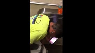 Workmen caught jerking and cumming in restroom