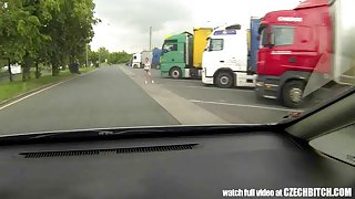 CZECH DOXY - Real WENCH Receive Paid for Sex betwixt Trucks