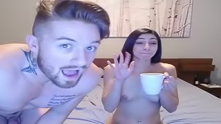 Amateur brunette teen whore sucks boner on webcam
