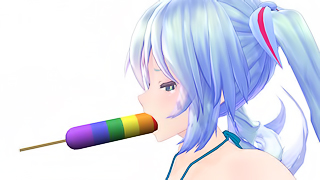 Hatsune Miku Licking That Ice Real Good.