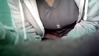 Slender babe is pissing on tape, showing her trimmed pussy