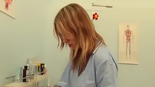 An old fart has a great time with two bitches in a hospital in FFM clip