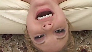 Busty Blonde Teen Sucks Two Huge White Cock and Swallowed Cum
