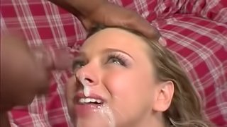 White Babe Takes a Facial From a Black Dude