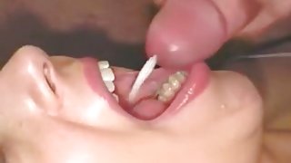Filling her throat with cum