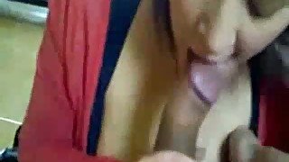 Cock greedy busty brunette girlfriend orally pleases her man