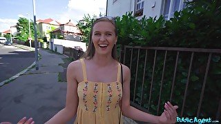 Funny young lady Stacy Cruz gets drilled hard outdoor