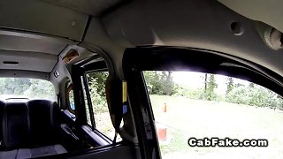Fake taxi driver fucks neighbour in his cab