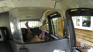 Busty British blonde gets anal in fake taxi