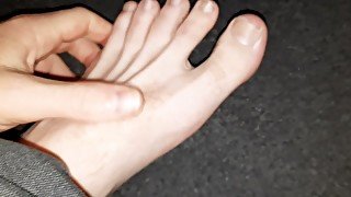 COCK, PRECUM AND FEET PLAY / my feet and uncut cock got a good rubbing!