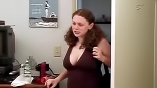 Busty pigtailed bitch gets her mouth and pussy slammed