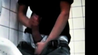 azeri Jerking huge cock at public toilet