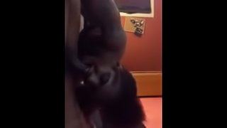 Sexy chocolate Ts slobs over verbal horny dick