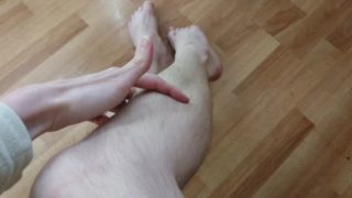 Hairy legs fetish: worship your wife and sperm of her lover on hairy legs