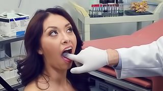 Tight brunete fucked by the doc and jizzed on face