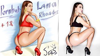 Fan Art of top actress Lana Rhoades (the frame is taken from the video BLACKED)