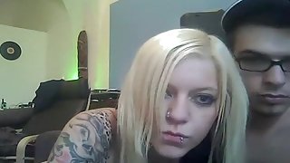 So sexy pierced tattoe blonde girlfriend make awesome sex fun video in home