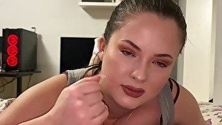 Stunning girlfriend gives blowjob and receives anal