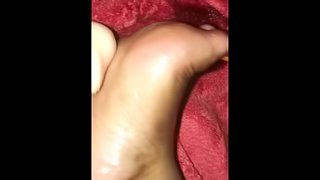 Thick White Cock Rubbing Black Foot