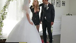 Brazzers - Husband and bride to be get  taught by hot milf in pre wedding threesome