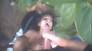 Black Latin Girl vs Big White Dick in Jungle