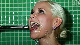 Piss Drinking - Dido Angel kneels for golden showers after anal fucking