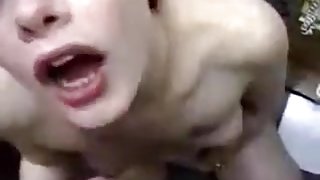 Short-haired blonde sucks my boner and feels glad to get facialed