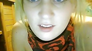 Hot blonde girl teases naked on cam and masturbates on her bed