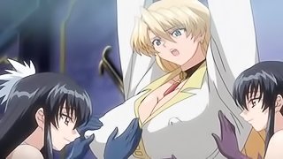 Tied up anime blonde slave getting her boobs teased