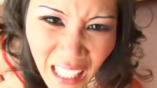 Tantalizing Asian pornstar getting her faced fucked hardcore in a scintillating pov shoot