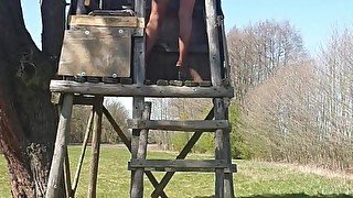 Outdoor anal games: Polish girl puts a whole wibrator in her ass