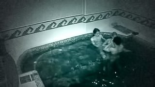 Naughty Lesbian Threesome In The Pool Caught By Security Cam