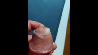 Stroking my throbbing cock watching a sexy lady and spilling some more cum