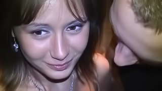 A brunette is paid to fuck two dudes while out in public