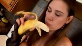 Rucca Page Playing with a Banana and Getting Boned