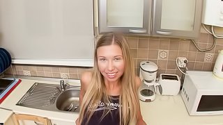 Kitchen Pussy and Ass Masturbation by Blonde Beauty