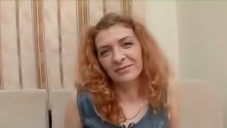 Mature redhead whore gives head and gets fucked hard