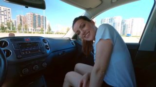 She loves to suck dick in the car and swallow cum.