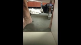 Penis peek a boo in locker room.