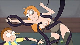 Busty cartoon babes get satisfied with tentacles