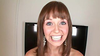 Brunette goes through casting with dick in her mouth