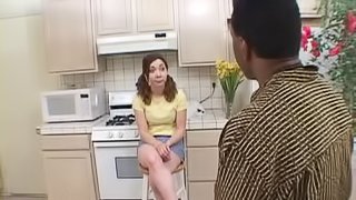 Brunette housewife with pigtails is hungry for a big black cock