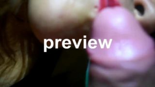 preview: Blowjob with Rubber Pink Gloves, cum on mouth, cum play