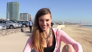 Cute slut from the beach is happy to get fucked at home