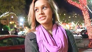 Lewd blonde Kennedy flashes her butt in the street