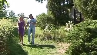 A kinky couple fucks outdoors then he pisses on her face